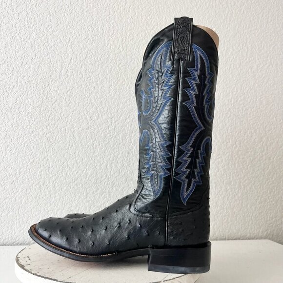 NEW Rod Patrick Mens Cowboy Boots 10 AAA Black Ostrich Leather Western Round Toe - Picture 4 of 13